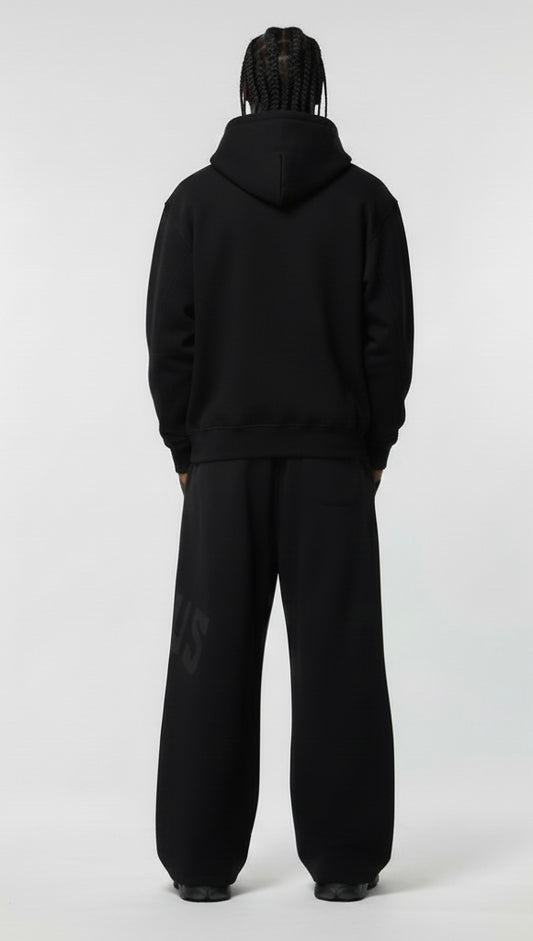 STITCHED BLACK ON BLACK ZIPUP JACKET