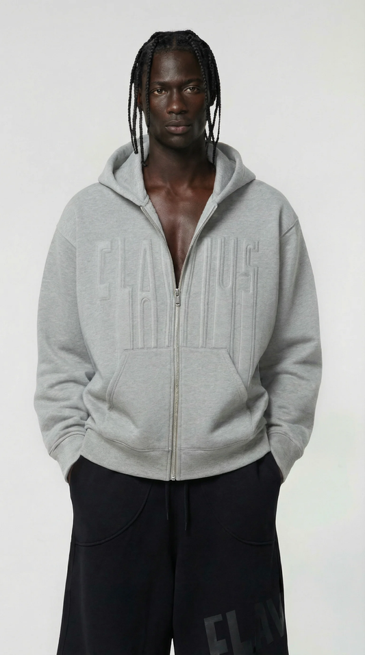 STITCHED GRAY ON GRAY ZIPUP JACKET