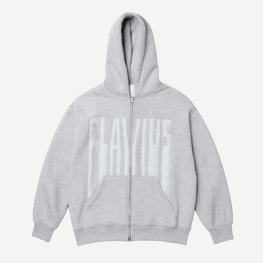 STITCHED GRAY ON GRAY ZIPUP JACKET